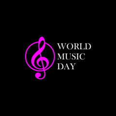 neon music symbol world music day vector templet