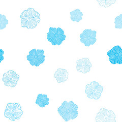 Light BLUE vector seamless abstract design with flowers.