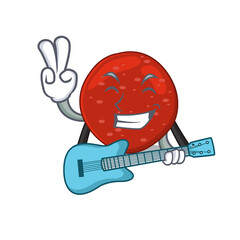 brilliant musician of peperoni cartoon design playing music with a guitar