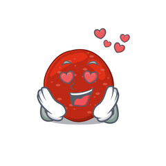 Romantic peperoni cartoon character has a falling in love eyes