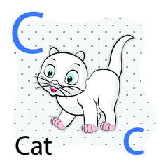C-Cat. A-Z alphabet animal collection. learning and teaching materials. for the development of children. online learning.