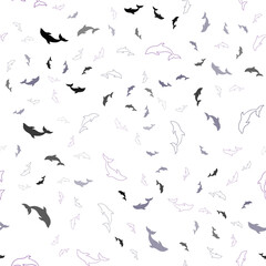 Light Multicolor vector seamless pattern with sea dolphins.