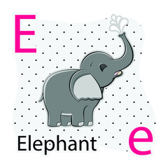 E-Elephant.  A-Z alphabet animal collection. learning and teaching materials. for the development of children. online learning.