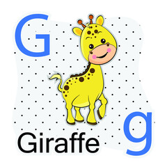 G-Giraffe. A-Z alphabet animal collection. learning and teaching materials. for the development of children. online learning.
