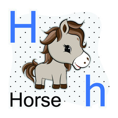 H-Horse. A-Z alphabet animal collection. learning and teaching materials. for the development of children. online learning.