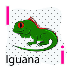 I-Iguana. A-Z alphabet animal collection. learning and teaching materials. for the development of children. online learning.