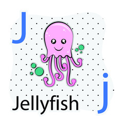 J-Jellyfish. A-Z alphabet animal collection. learning and teaching materials. for the development of children. online learning.