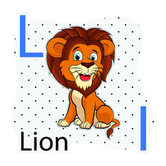 L-Lion. A-Z alphabet animal collection. learning and teaching materials. for the development of children. online learning.