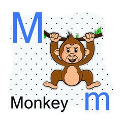 M-Monkey. A-Z alphabet animal collection. learning and teaching materials. for the development of children. online learning.