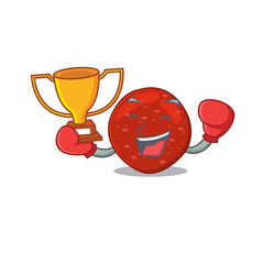 An elegant boxing winner of peperoni caricature design concept