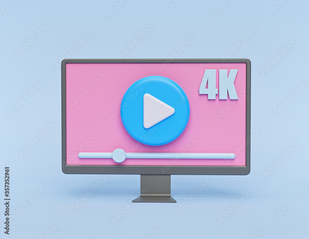 Poster minimal video playback concept with play button. 3d rendering