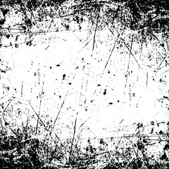 Metal scratched worn texture. Black white pattern. Stained frame. Grunge steel industrial background.