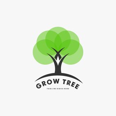 Obraz premium Vector Logo Illustration Grow Tree Color Style.