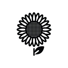 Black solid icon for sunflower