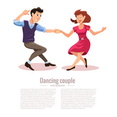Vector illustration of dancing men and woman