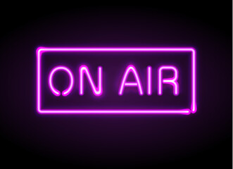 On Air broadcast radio neon sign vector illustration.