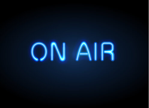 On Air broadcast radio neon sign vector illustration.