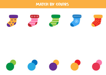Match socks and colors. Educational game for kids.