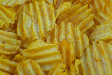 Beer snack chips on a white background close-up