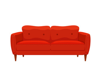 Sofa and couches red colorful cartoon illustration