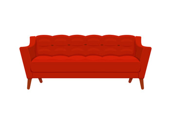 Sofa and couches red colorful cartoon illustration