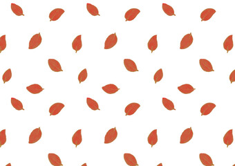 手描き　紅葉した葉っぱのシームレスパターン背景イラスト