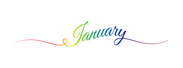 january letter calligraphy banner colorful gradient 