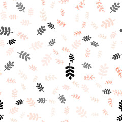 Light Orange vector seamless abstract pattern with leaves, branches.