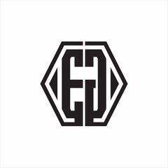 EG Logo monogram with hexagon line rounded design template on white background