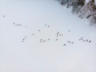 Cross country skiers on a frozen lake in Norway
