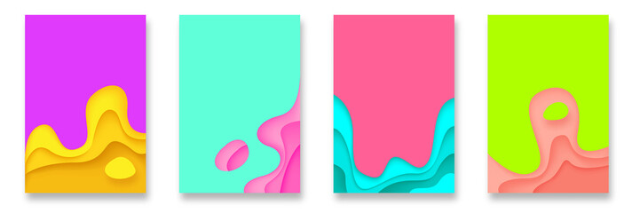 3d flyer abstract liquid color background template. Trendy vector design, fluid colorful backdrop cover.