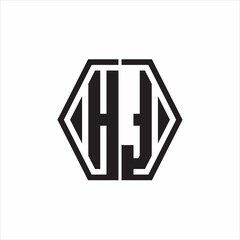 HT Logo monogram with hexagon line rounded design template on white background