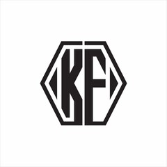 KF Logo monogram with hexagon line rounded design template on white background