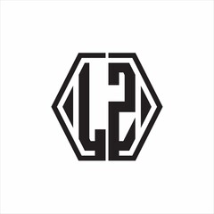 LZ Logo monogram with hexagon line rounded design template on white background