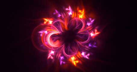 3D rendering abstract multicolor fractal light background