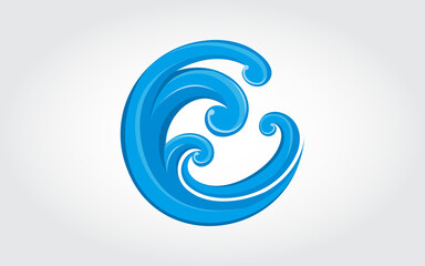 Obraz premium wave blue on the beach vector design on white backround