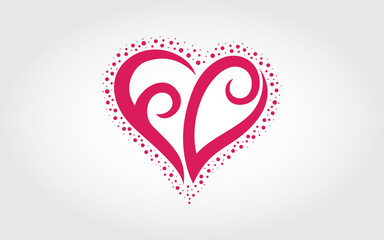 Two hearts fused into one on white backround