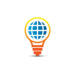 World Energy Bulb logo concept vector, Bulb World Globe logo template symbol.