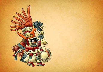 Foto op Canvas Huitzilopochtli Mayan Aztec Deity God of Sun Illustration. © Julio