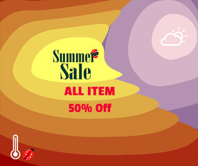 Abstarct background Summer Sale with red bug Dark Green