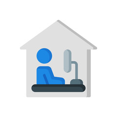 Work at home during an outbreak of the COVID-19 virus. person working on laptop in flat style icon isolated on white background. vector illustration for graphic design, website, UI. EPS 10