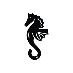 Black solid icon for seahorse
