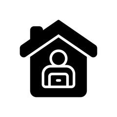 Work at home during an outbreak of the COVID-19 virus. Coronavirus quarantine preventive measures. person working on laptop in glyph style icon. EPS 10