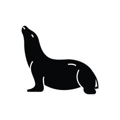 Black solid icon for sea lion
