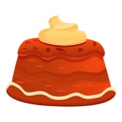 Cream chocolate cake icon. Cartoon of cream chocolate cake vector icon for web design isolated on white background
