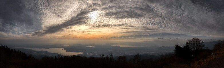 sunset on the lakes in backlight