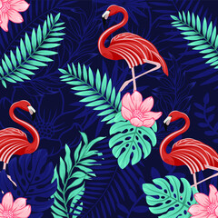 Pattern animals tropical flamingo