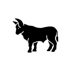 Black solid icon for bull
