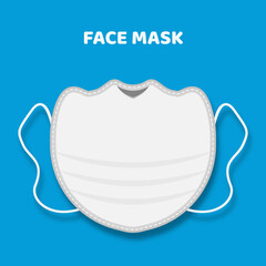 Medical Face Mask or Virus and Dust Protection Mask Vector. 