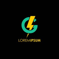logotype Letter G with Flash symbol vector design logo illustration graphic icon. Usable logo for energy industry. Business. Company